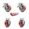 Service Caster 6 Inch Red Poly on Cast Iron Caster Set with Roller Bearings 2 Brakes 2 Rigid SCC-TTL30S620-PUR-RS-2-R-2 - alternate 7